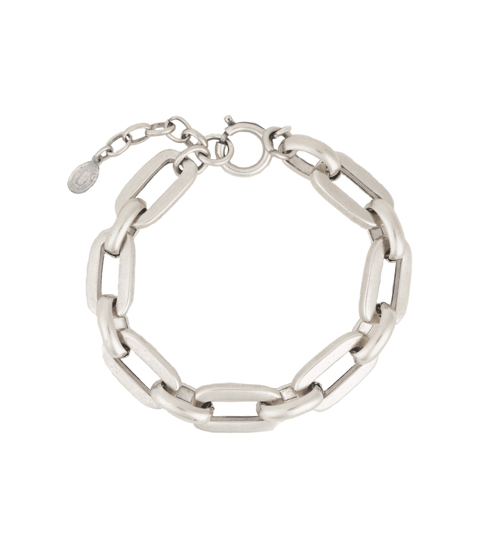 Large Paperclip Bracelet Antique Silver Plated