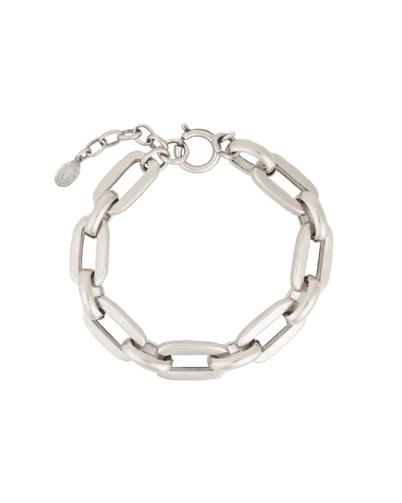 Large Paperclip Bracelet Antique Silver Plated
