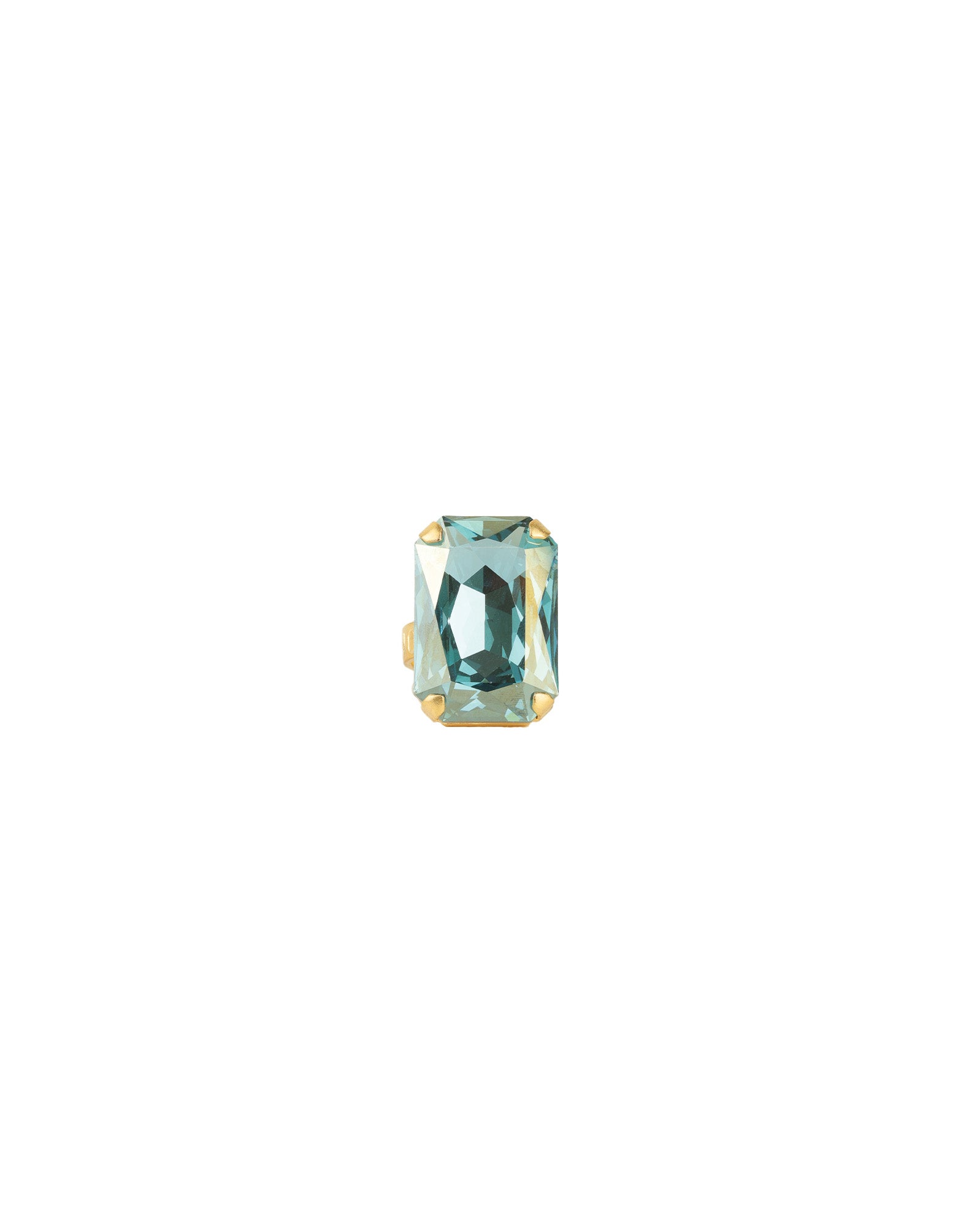 Forget Me Not Ring Antique 14k Gold Plated,  Blue Crystal / 7