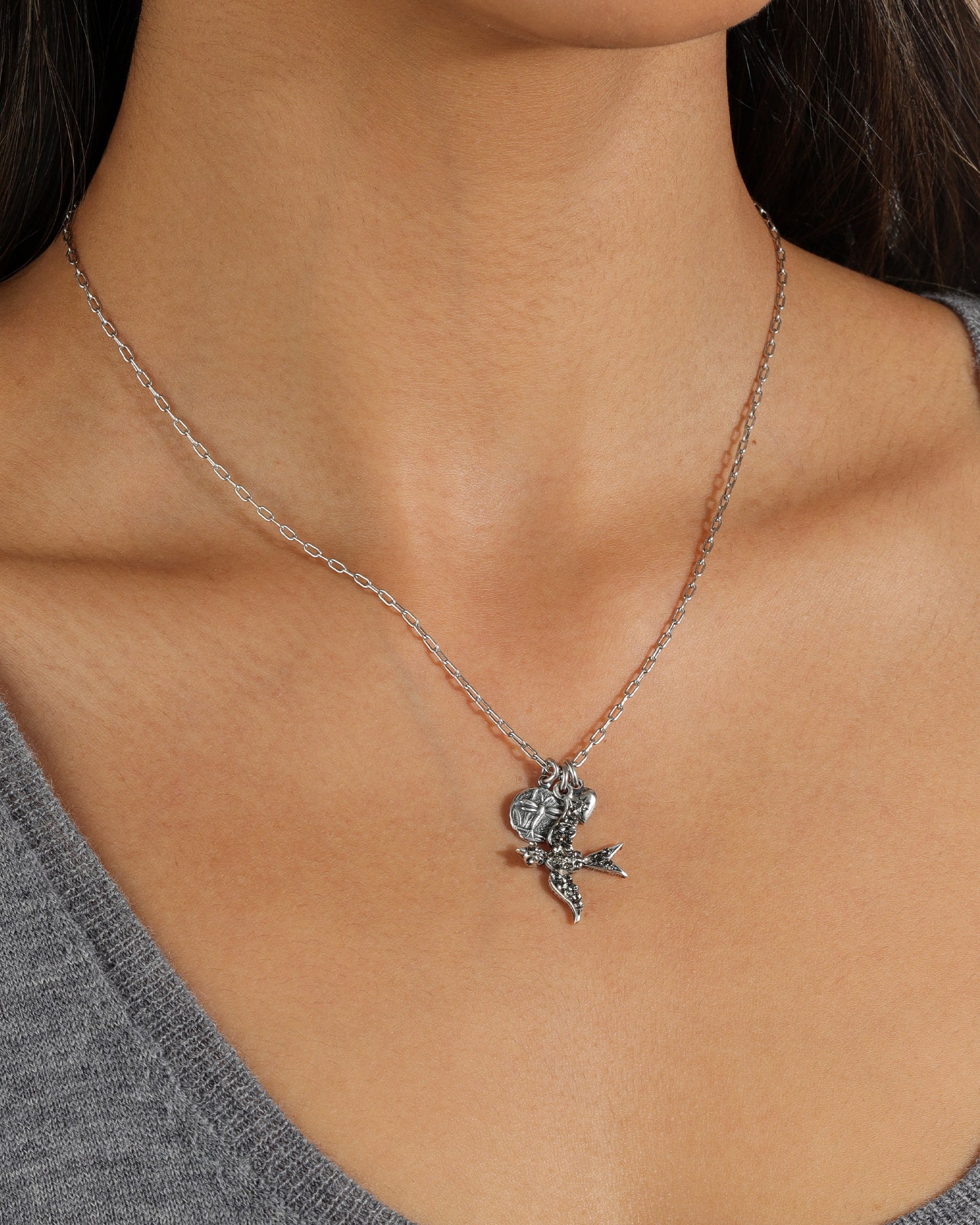 La Vie Parisienne-Swallow Heart Charm Necklace-Necklaces-Blue Ruby Jewellery-Vancouver Canada