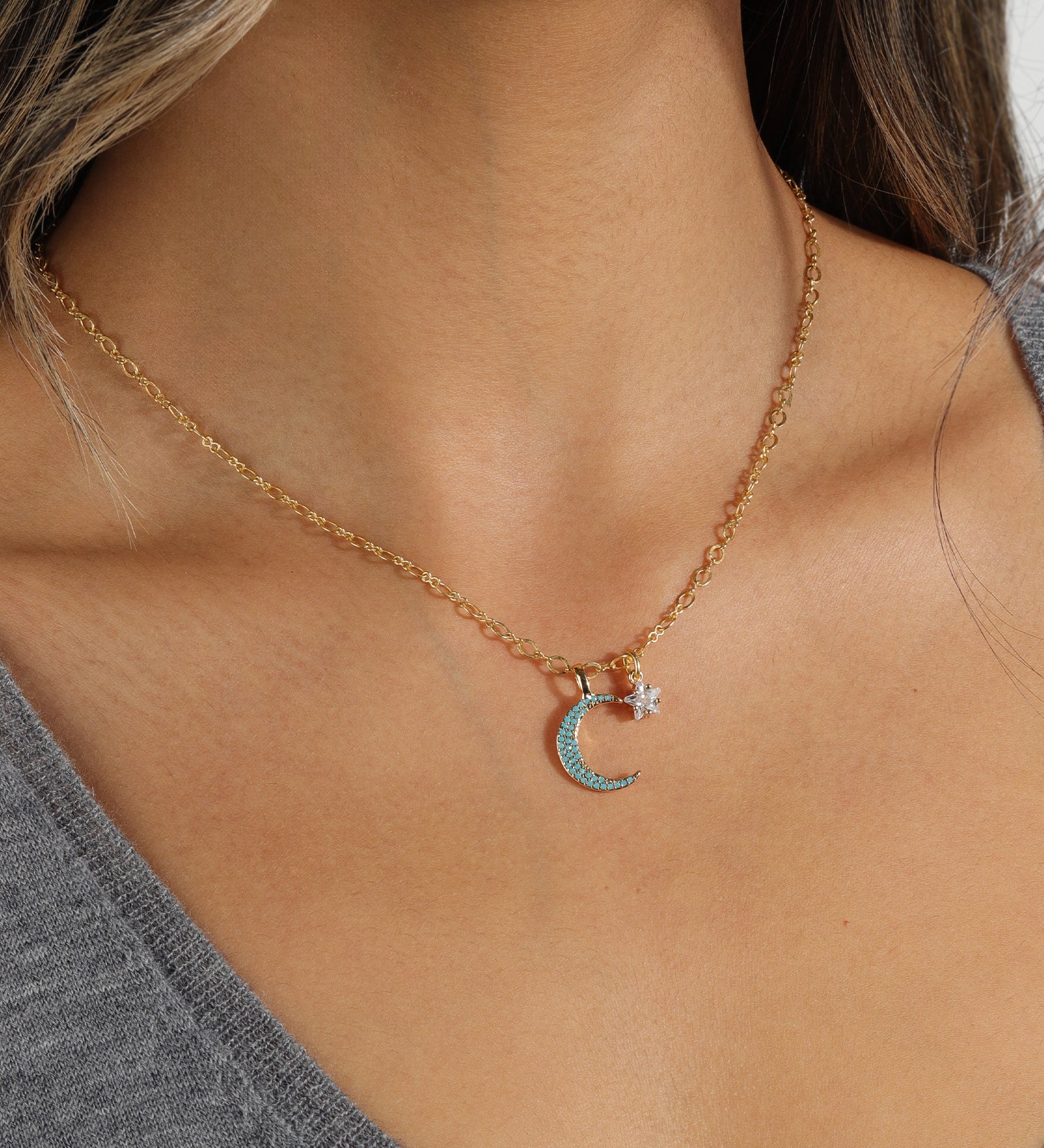 La Vie Parisienne-Moon & Stars Necklace-Necklaces-Blue Ruby Jewellery-Vancouver Canada