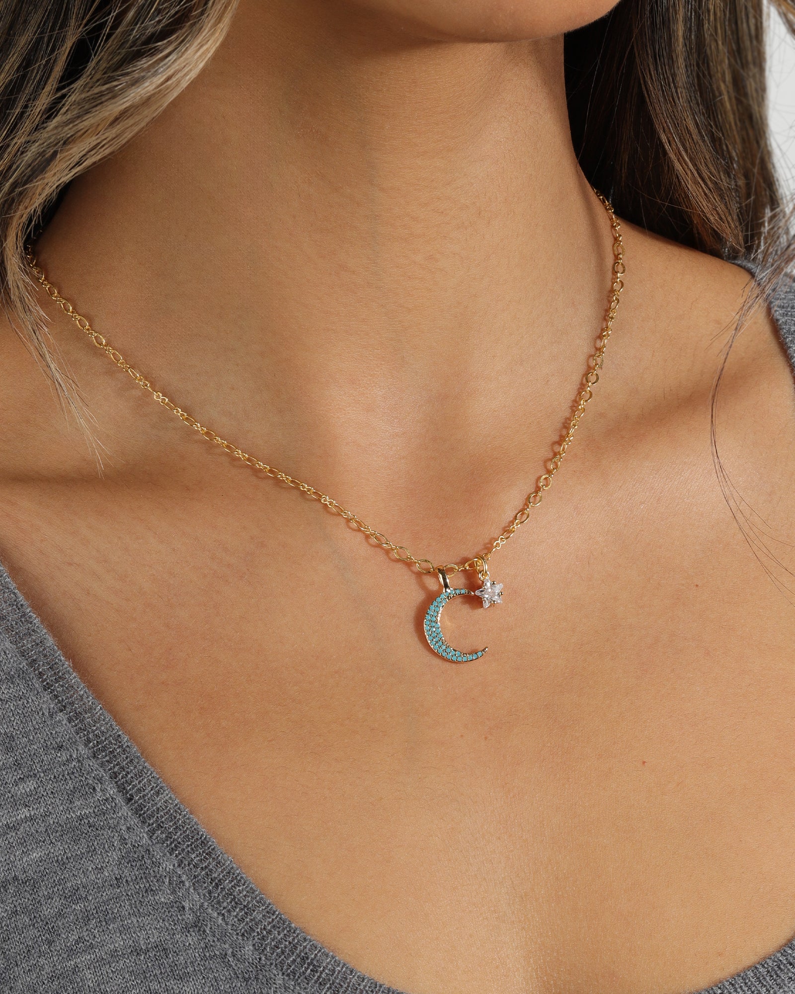 La Vie Parisienne-Moon & Stars Necklace-Necklaces-Blue Ruby Jewellery-Vancouver Canada