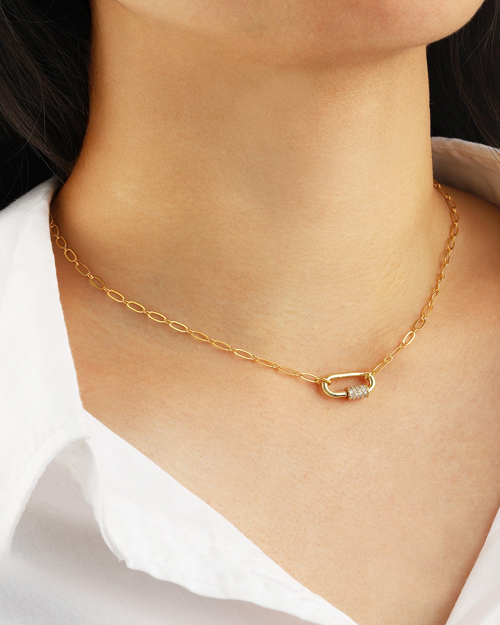 La Vie Parisienne-Pavé Carabiner Necklace-Necklaces-Blue Ruby Jewellery-Vancouver Canada