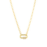 Pavé Carabiner Necklace Antique 14k Gold Plated, White Crystal