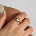 La Vie Parisienne-Bee Pavé Halo Ring-Rings-Blue Ruby Jewellery-Vancouver Canada