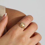 La Vie Parisienne-Bee Pavé Halo Ring-Rings-Blue Ruby Jewellery-Vancouver Canada