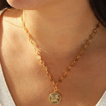 Butterfly Disc Necklace 14k Gold Plated, Crystal