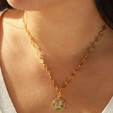 Butterfly Disc Necklace 14k Gold Plated, Crystal