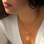 Butterfly Disc Necklace 14k Gold Plated, Crystal