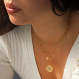 Butterfly Disc Necklace 14k Gold Plated, Crystal