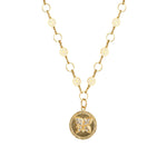 Butterfly Disc Necklace 14k Gold Plated, Crystal