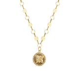 Butterfly Disc Necklace 14k Gold Plated, Crystal