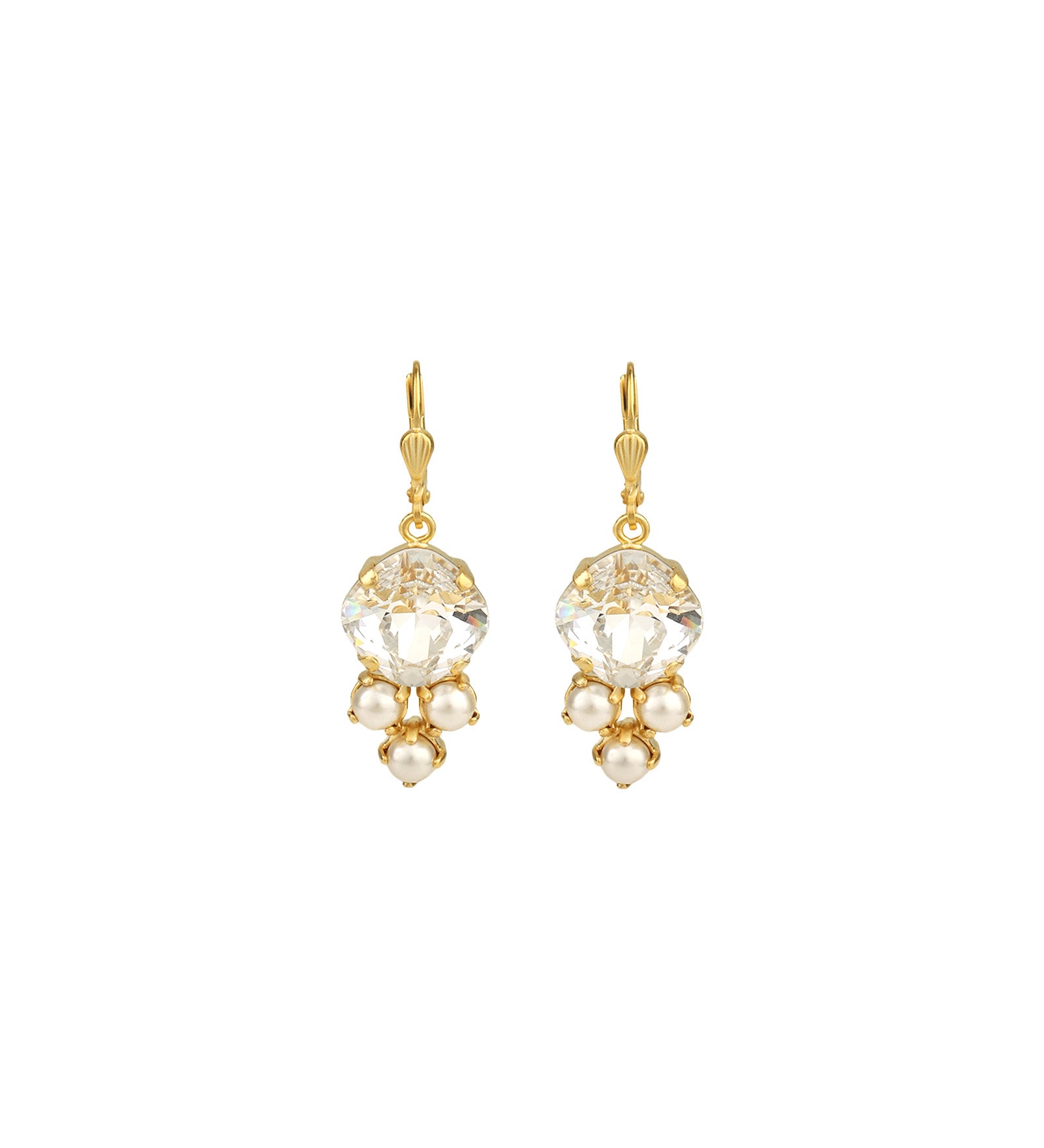 Three Pearl & Crystal Hook Earrings
