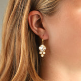 Three Pearl & Crystal Hook Earrings