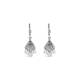 La Vie Parisienne-Fan Crystal Drop Hooks-Earrings-Silver Plated, White Crystal-Blue Ruby Jewellery-Vancouver Canada