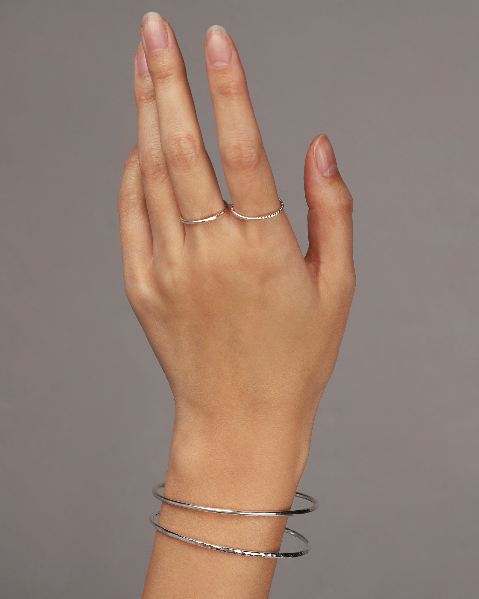 Mikel Grant-Hammer Textured Stacking Bangle-Bracelets-Blue Ruby Jewellery-Vancouver Canada