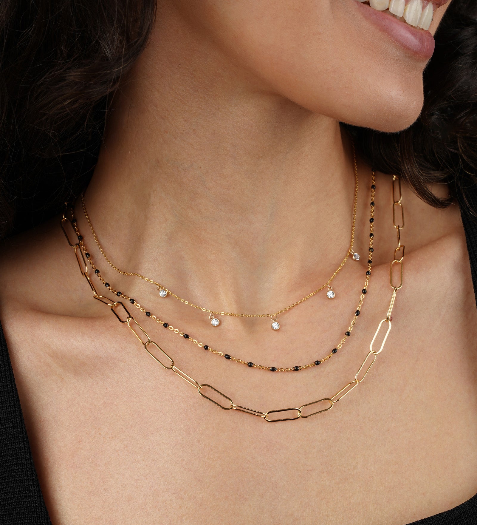 1948-Five Stationed CZ Drop Necklace-Necklaces-Blue Ruby Jewellery-Vancouver Canada