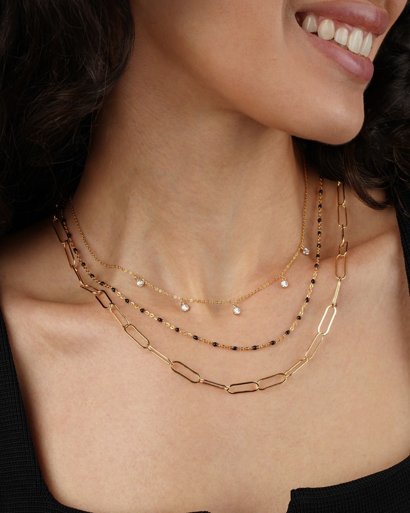 1948-Five Stationed CZ Drop Necklace-Necklaces-Blue Ruby Jewellery-Vancouver Canada