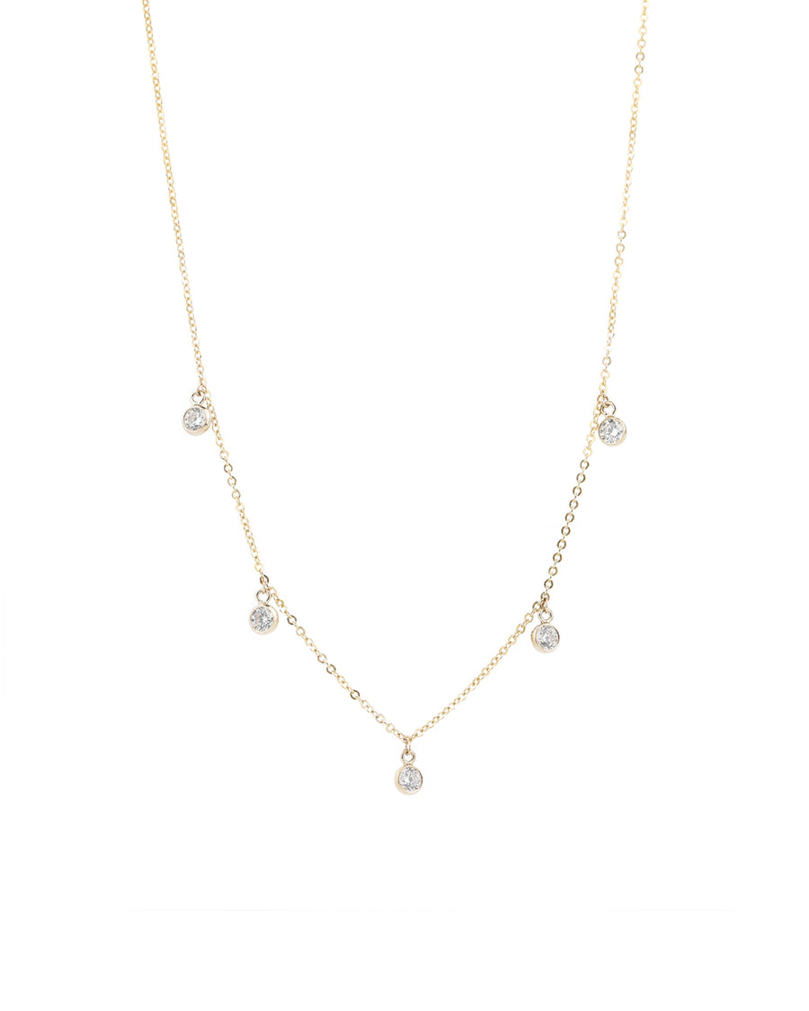 5 CZ Spaced Drop Necklace 14k Gold Filled, Cubic Zirconia