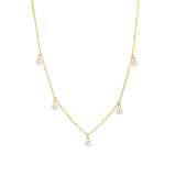 1948-Five Stationed CZ Drop Necklace-Necklaces-14k Gold Filled-Blue Ruby Jewellery-Vancouver Canada