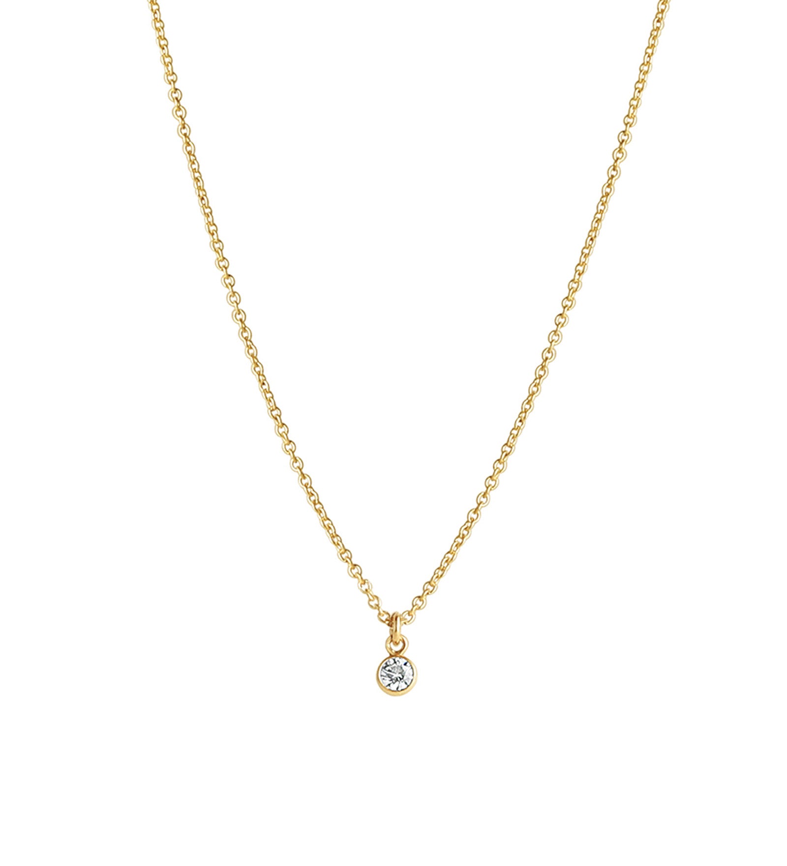 1948-Single CZ Drop Necklace-Necklaces-14k Gold Filled, Cubic Zirconia-3mm-Blue Ruby Jewellery-Vancouver Canada