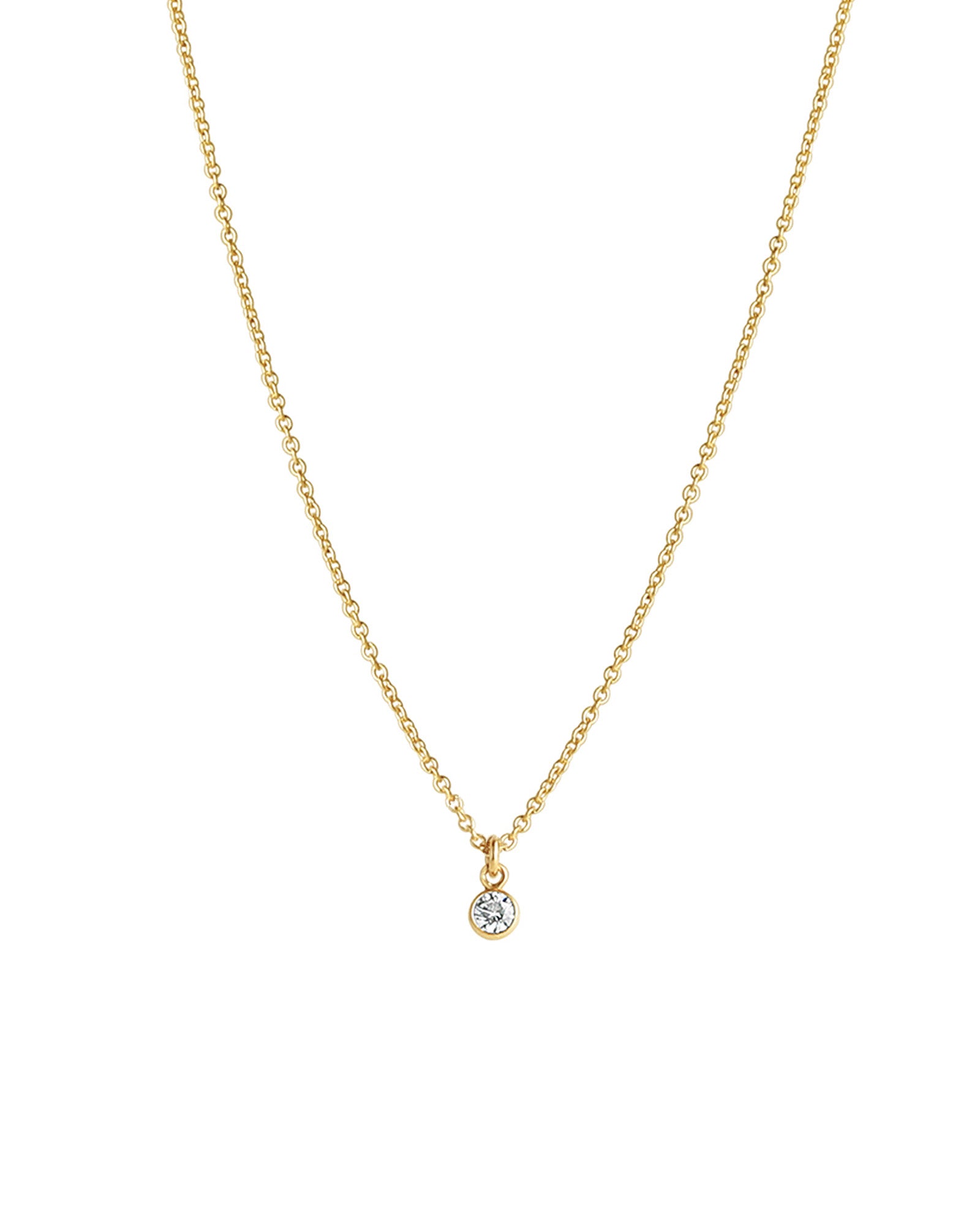 1948-Single CZ Drop Necklace-Necklaces-14k Gold Filled, Cubic Zirconia-3mm-Blue Ruby Jewellery-Vancouver Canada