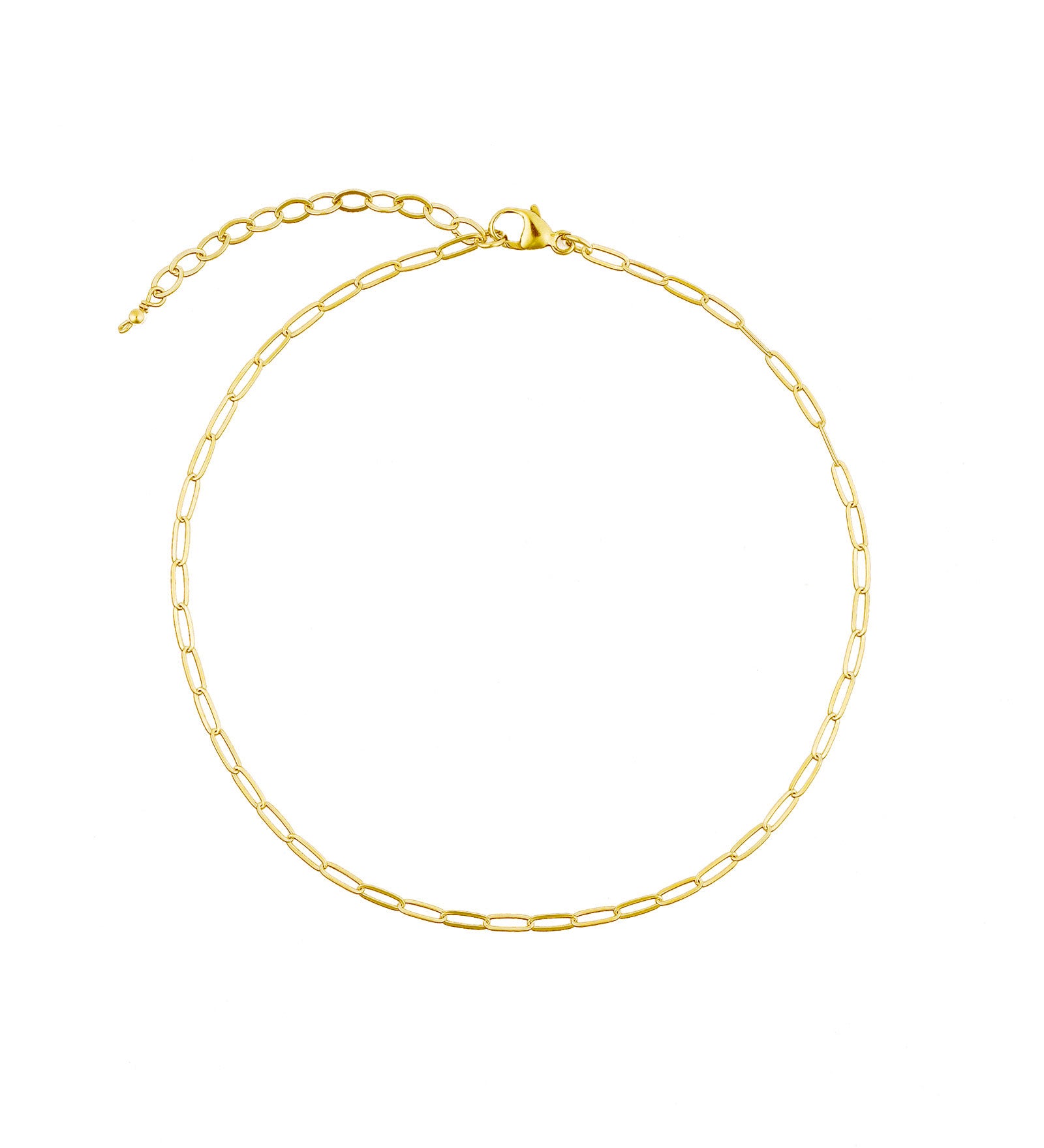 1948-Paperclip Chain Anklet | XS-Anklets-14k Gold Filled-Blue Ruby Jewellery-Vancouver Canada