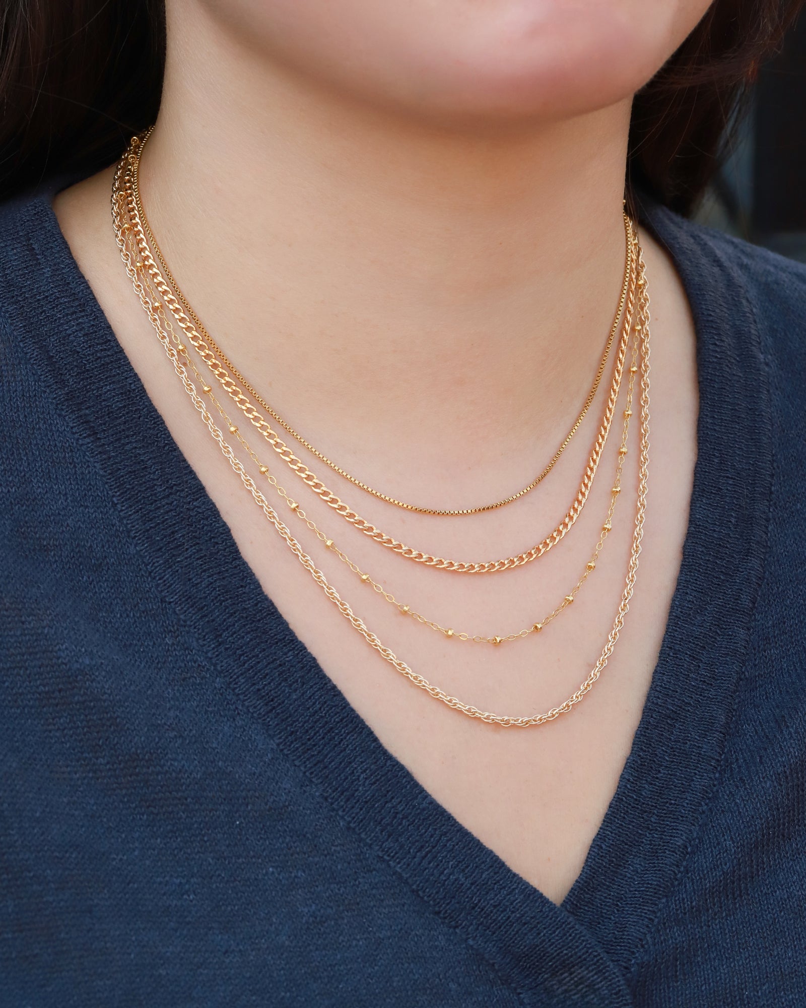 1948-Curb Chain Necklace | Medium-Necklaces-Blue Ruby Jewellery-Vancouver Canada