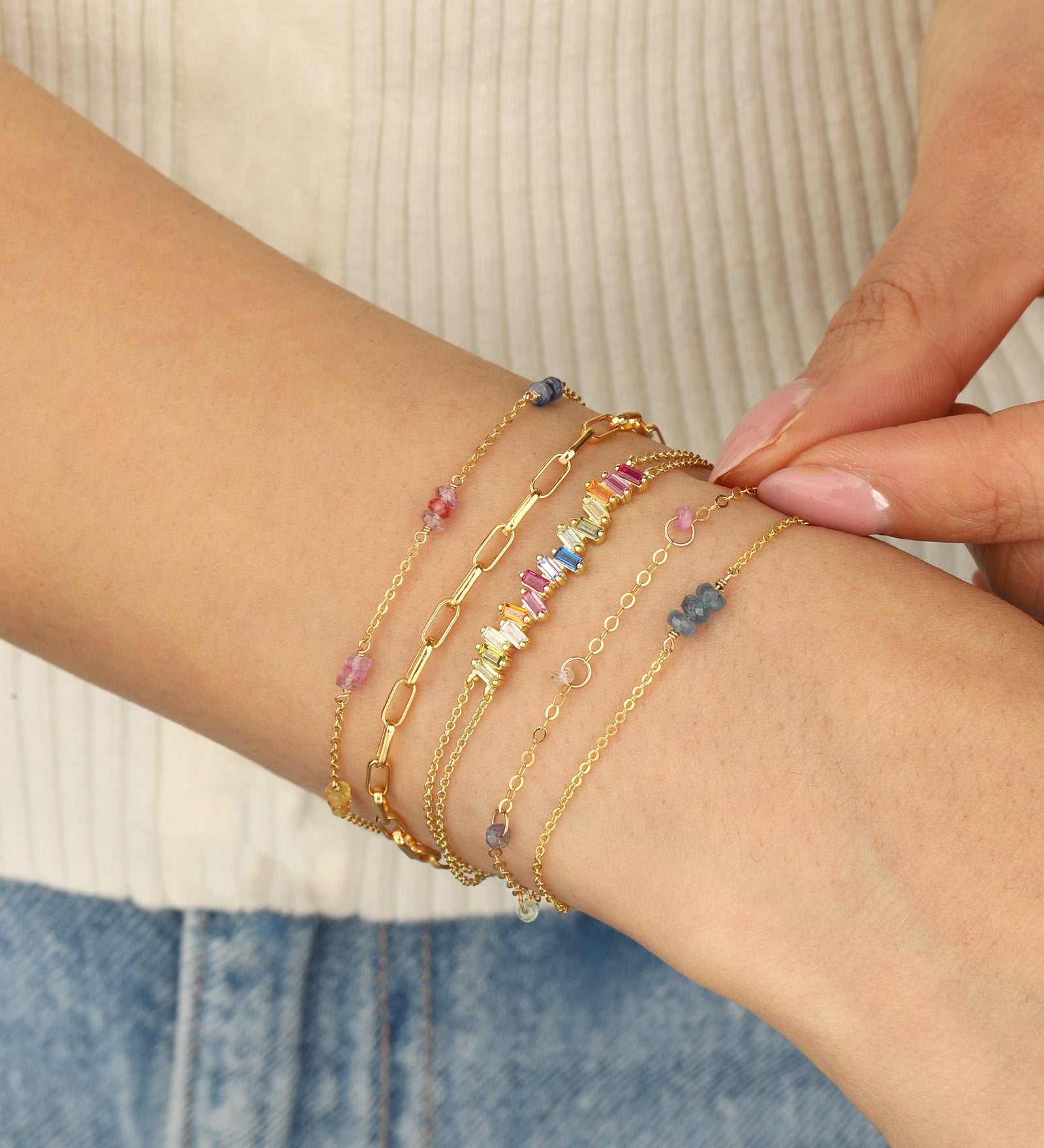 1948-Rectangular Rolo Bracelet | Medium-Bracelets-Blue Ruby Jewellery-Vancouver Canada