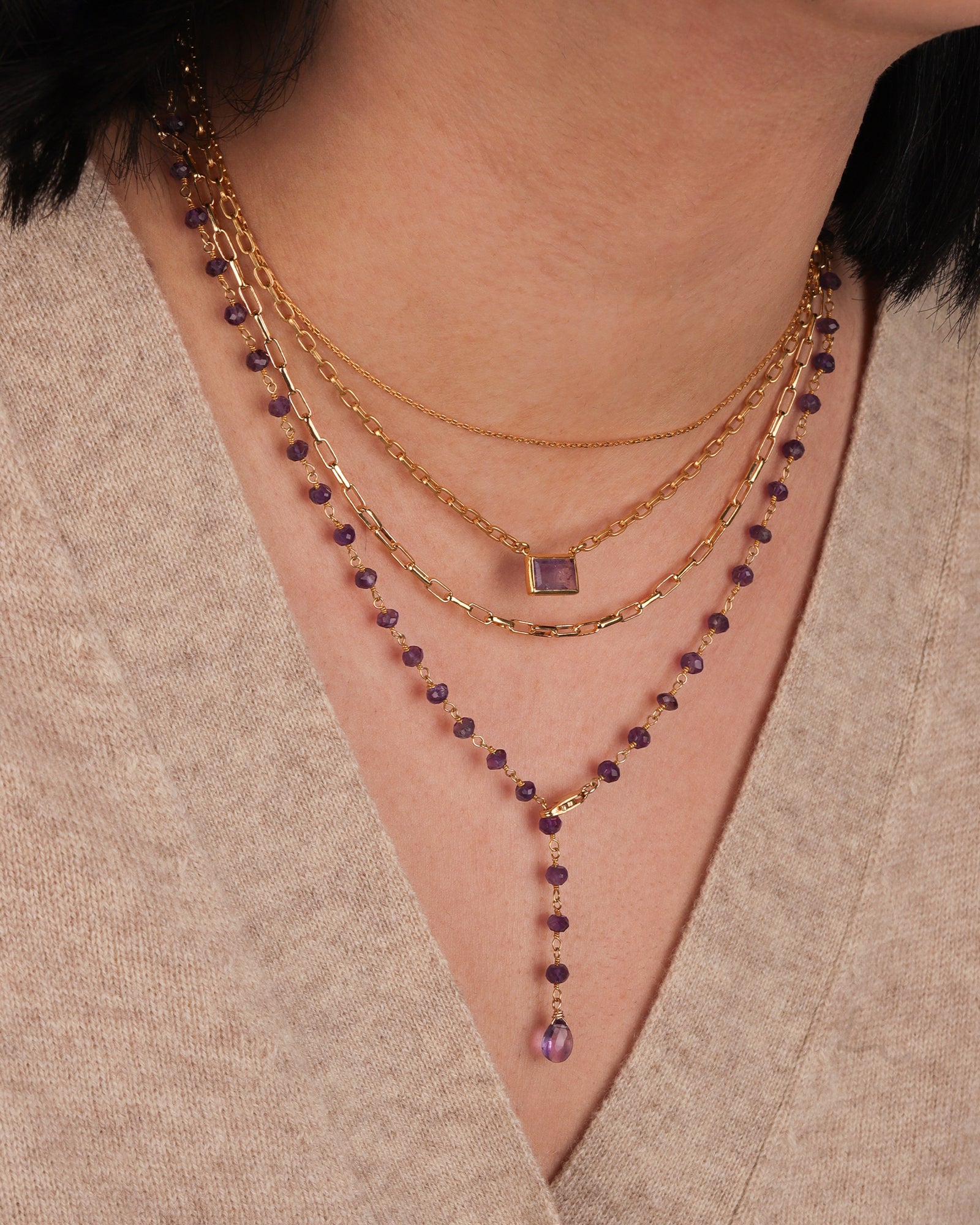 1948-Medium Rectangular Rolo Chain Necklace-Necklaces-Blue Ruby Jewellery-Vancouver Canada