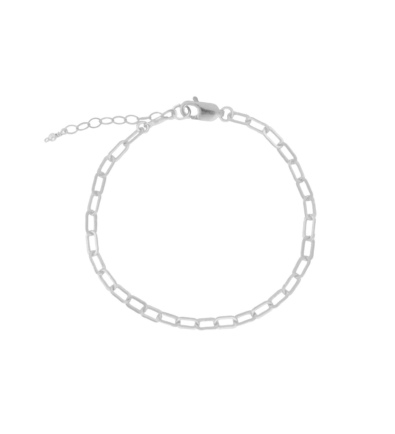 1948-Paperclip Chain Bracelet | Small-Bracelets-Sterling Silver-Blue Ruby Jewellery-Vancouver Canada