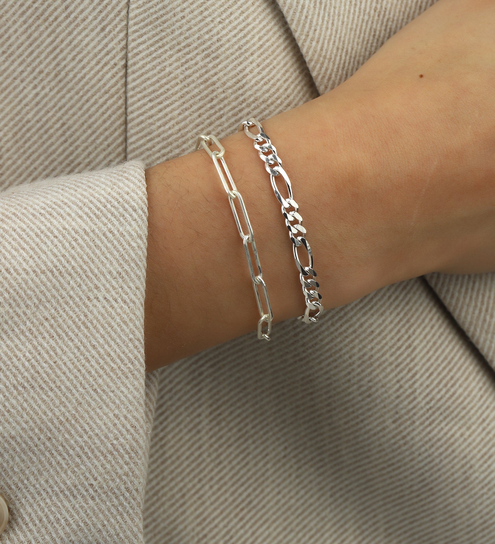 1948-Figaro Chain Bracelet | XL-Bracelets-Sterling Silver-Blue Ruby Jewellery-Vancouver Canada