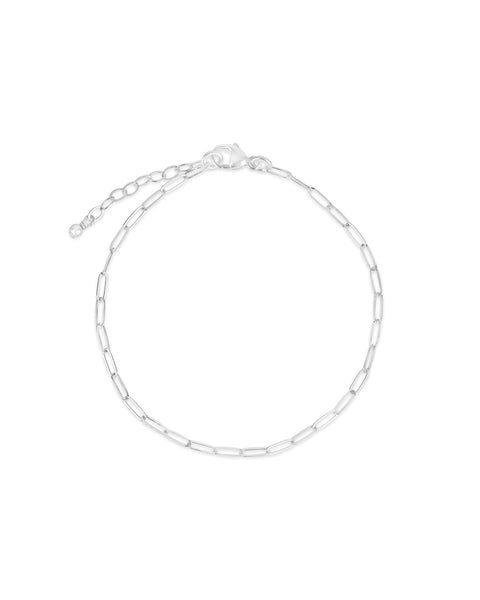 1948 Paperclip Chain Bracelet | XS Sterling Silver | Blue Ruby