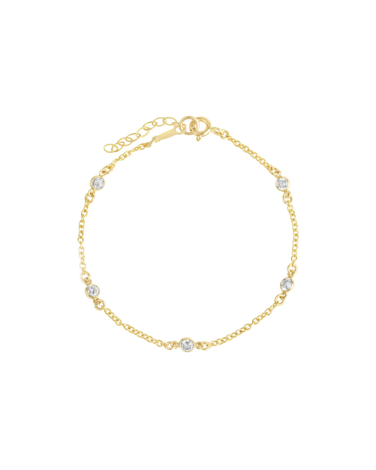1948-CZ Station Bracelet-Bracelets-14k Gold Filled, Cubic Zirconia-Blue Ruby Jewellery-Vancouver Canada