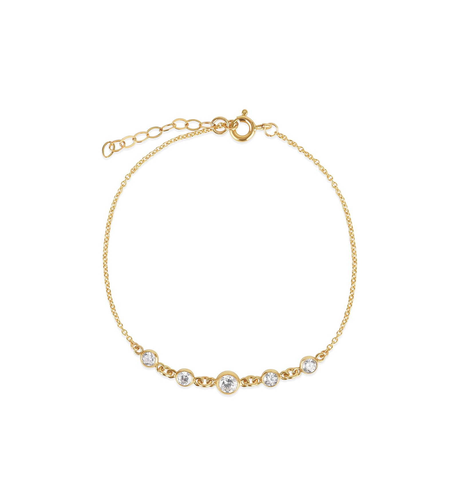 Five CZ Graduated Bracelet 14k Gold Filled, Cubic Zirconia