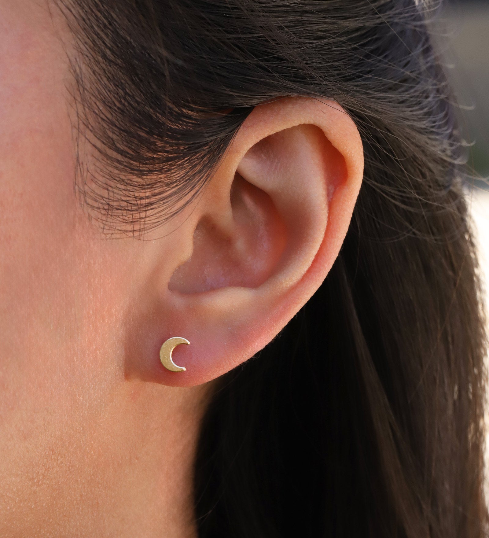 1948-Moon Studs-Earrings-14k Gold Filled-Blue Ruby Jewellery-Vancouver Canada