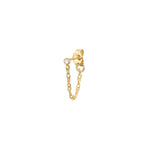 CZ Chain Link Single Stud 14k Gold Filled, Cubic Zirconia