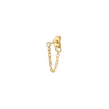 CZ Chain Link Single Stud 14k Gold Filled, Cubic Zirconia