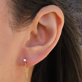 CZ Chain Link Single Stud 14k Gold Filled, Cubic Zirconia