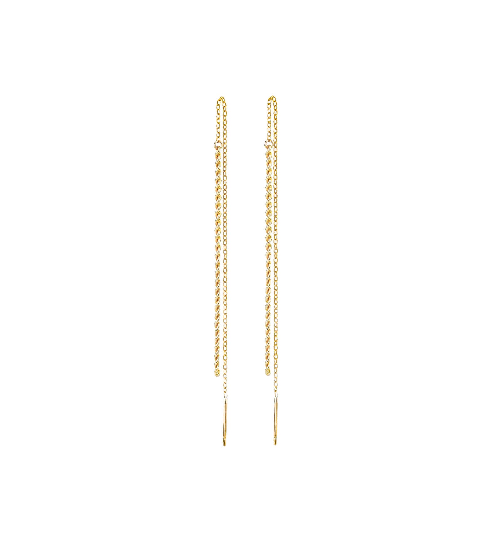 1948-Cable Curb Chain Threaders-Earrings-14k Gold Filled-Blue Ruby Jewellery-Vancouver Canada