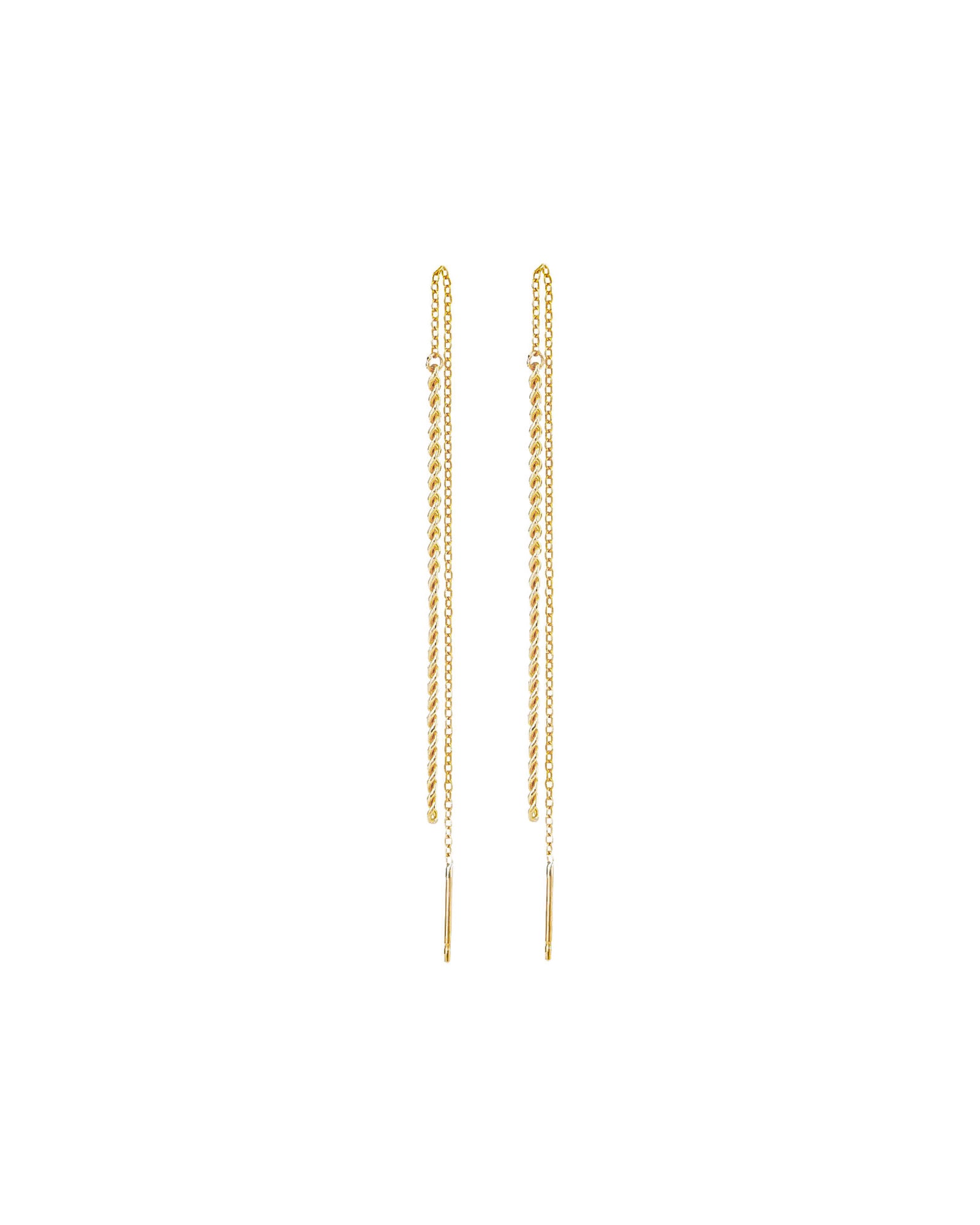 1948-Cable Curb Chain Threaders-Earrings-14k Gold Filled-Blue Ruby Jewellery-Vancouver Canada