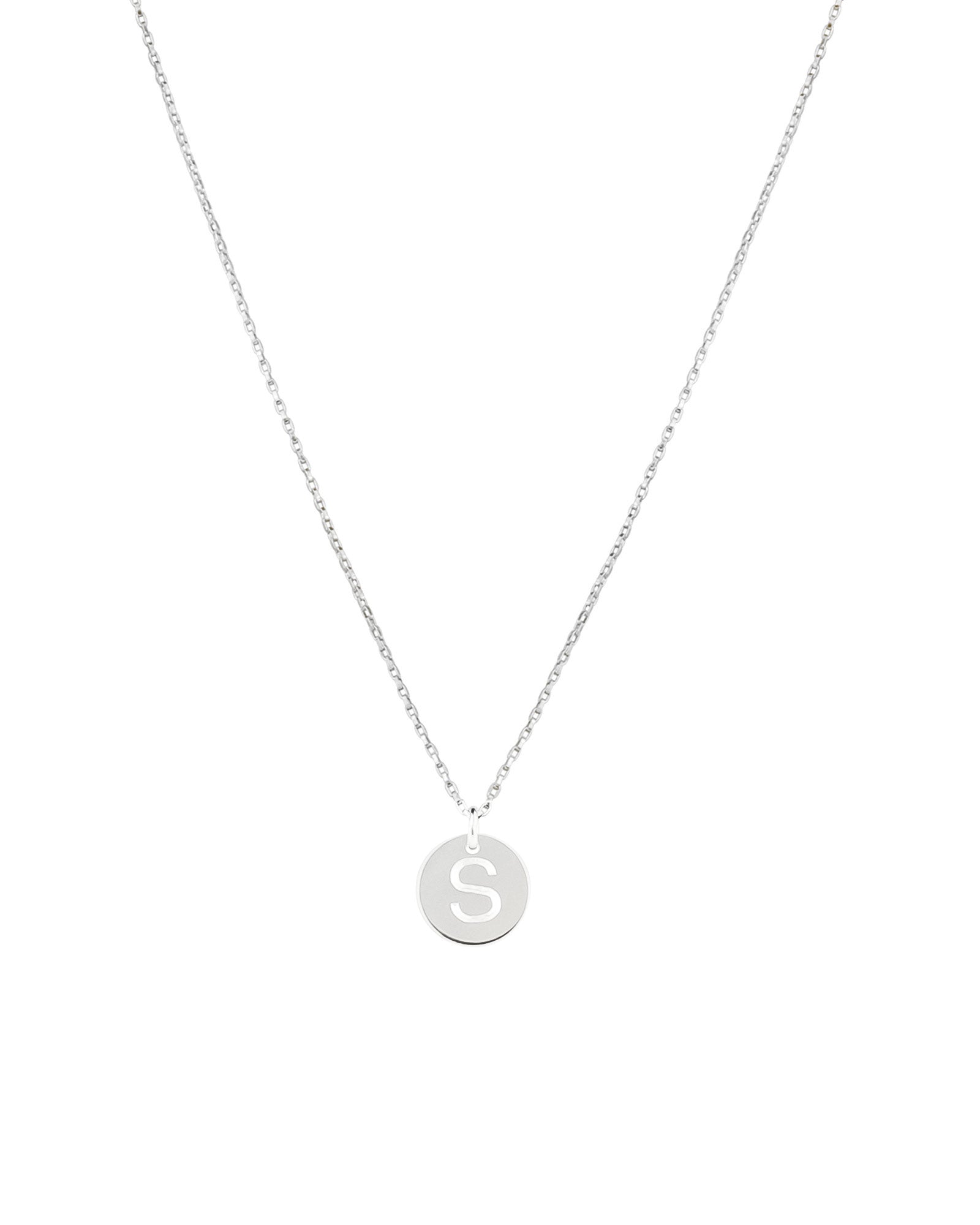 Disc Initial Necklace Sterling Silver / S
