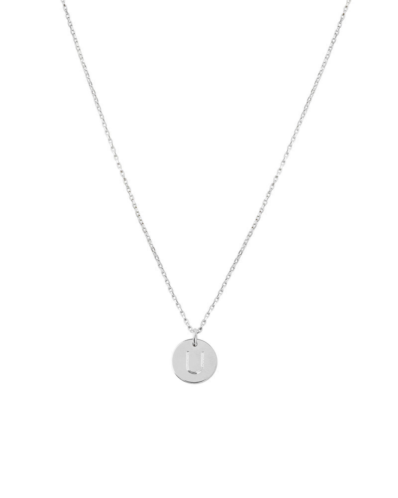 Disc Initial Necklace Sterling Silver / U