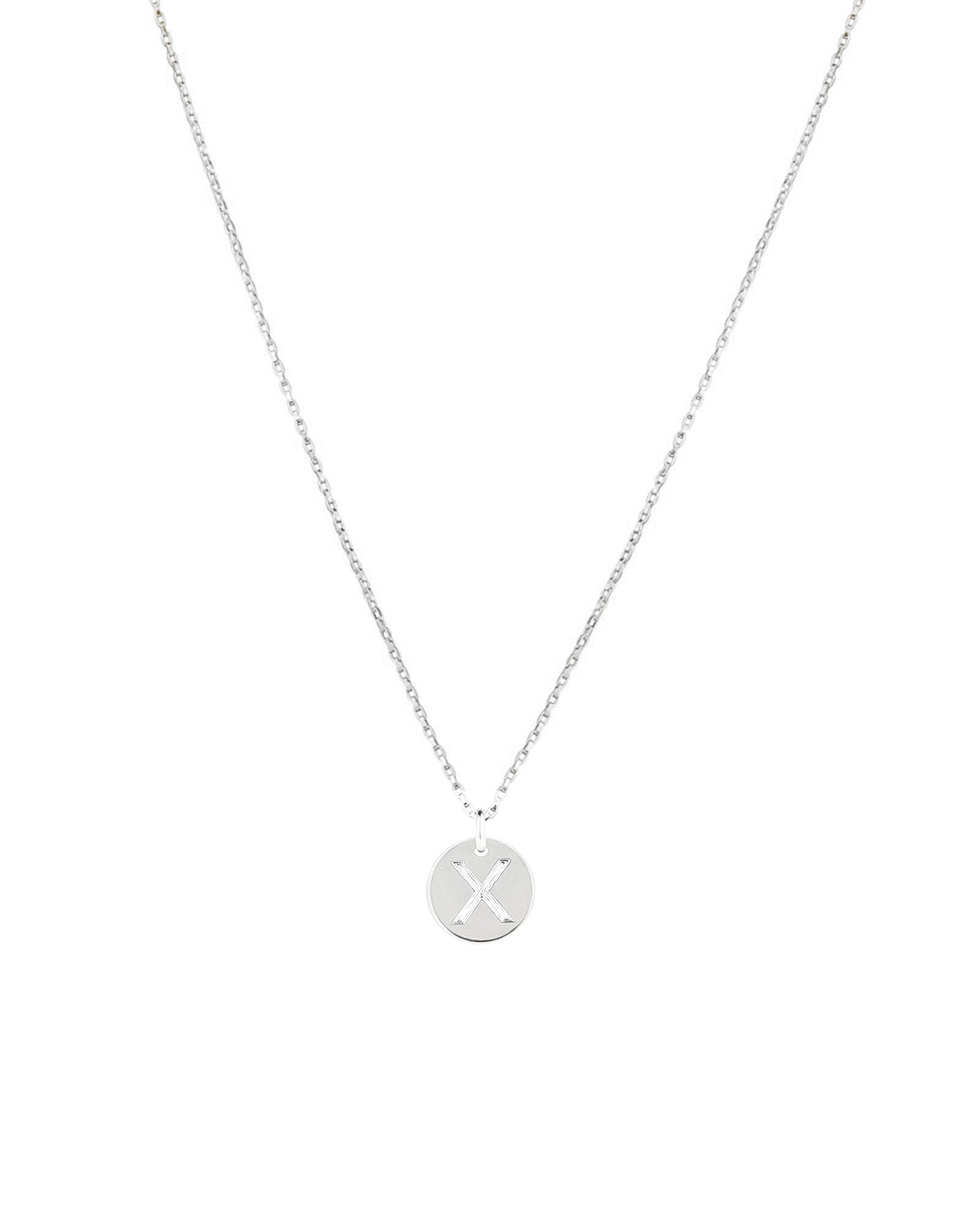 Disc Initial Necklace Sterling Silver / X