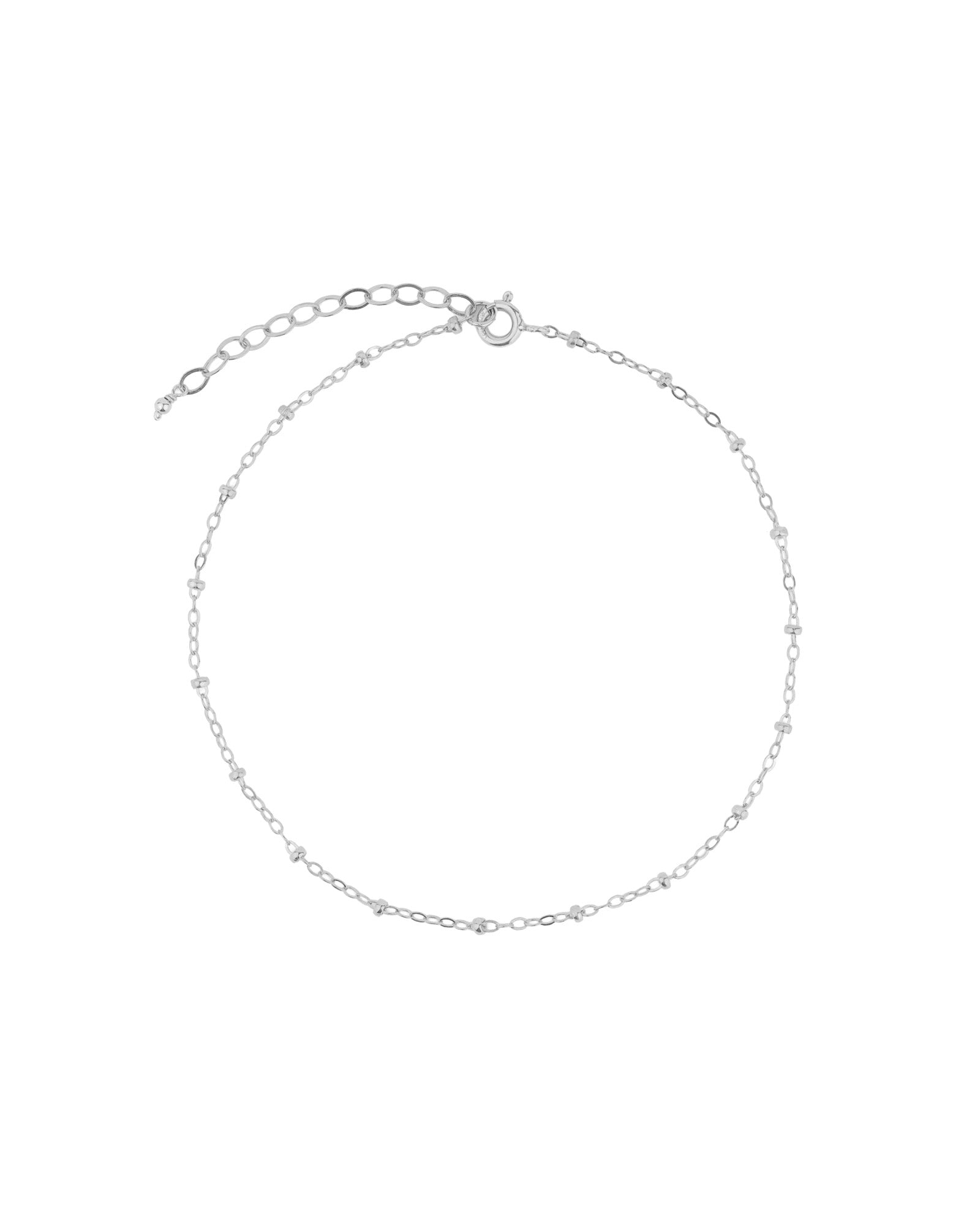 1948-Satellite Cable Chain Anklet-Anklets-Sterling Silver-Blue Ruby Jewellery-Vancouver Canada