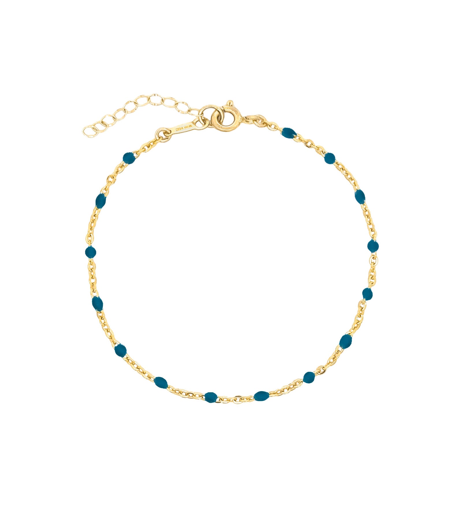 1948-Enamel Beaded Chain Bracelet-Bracelets-14k Gold Filled, Lapis Enamel-Blue Ruby Jewellery-Vancouver Canada