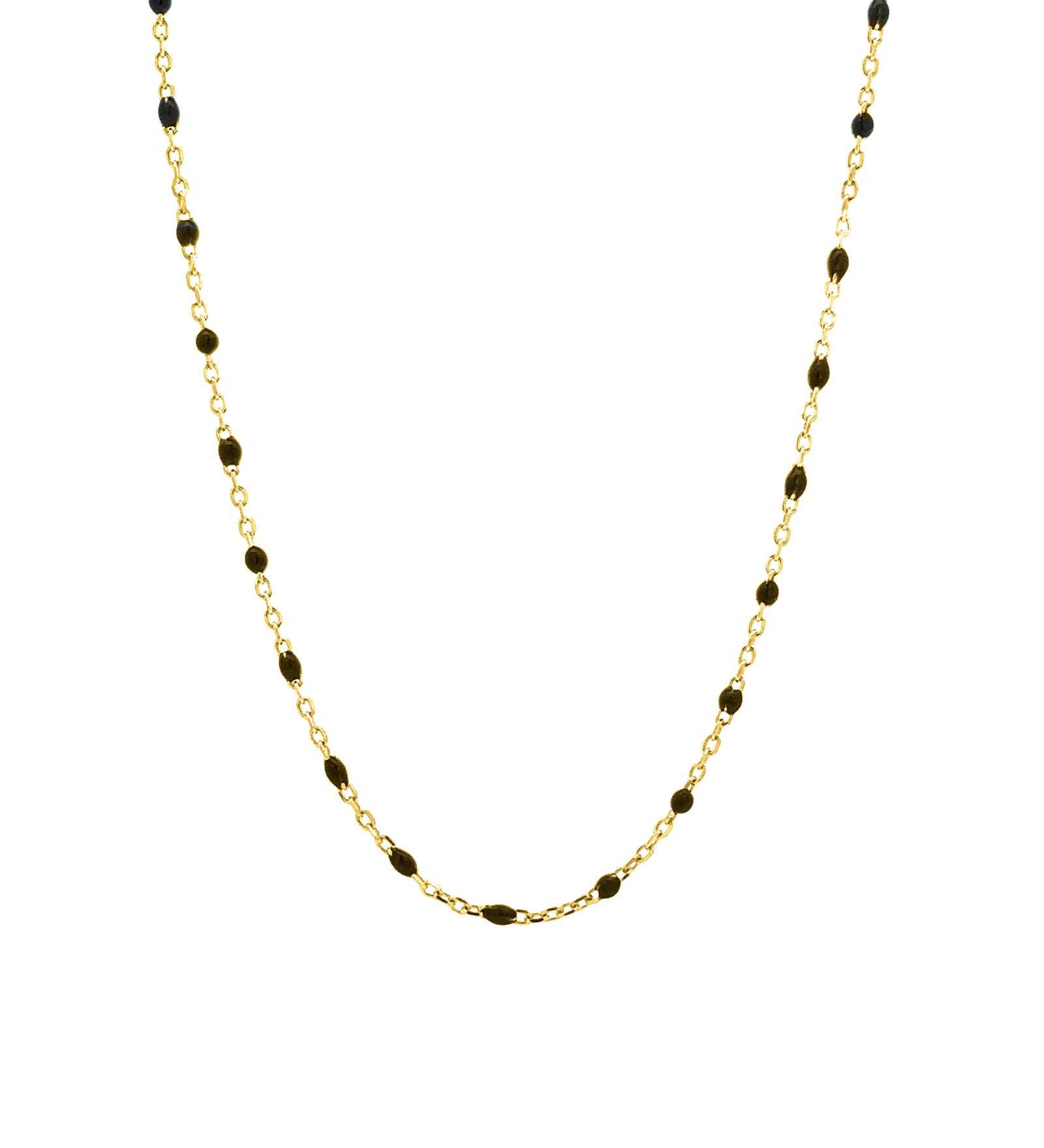 1948-Enamel Beaded Chain Necklace-Necklaces-14k Gold Filled, Black Enamel-Blue Ruby Jewellery-Vancouver Canada