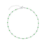 1948-Enamel Beaded Chain Anklet-Anklets-Sterling Silver, Emerald Enamel-Blue Ruby Jewellery-Vancouver Canada