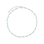 1948-Enamel Beaded Chain Anklet-Anklets-Sterling Silver, Turquoise Enamel-Blue Ruby Jewellery-Vancouver Canada