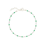 1948-Enamel Beaded Chain Bracelet-Bracelets-Sterling Silver, Emerald Enamel-Blue Ruby Jewellery-Vancouver Canada